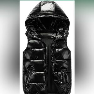 Boys Shiny Black Puffer Vest